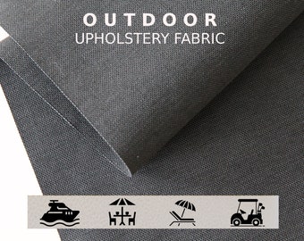 Dark Gray Outdoor Fabric, UV Resistant Upholstery, Water Repellent