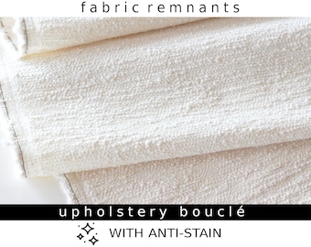 Cream ivory white boucle and chevron fabric remnants for modern upholstery and home decor