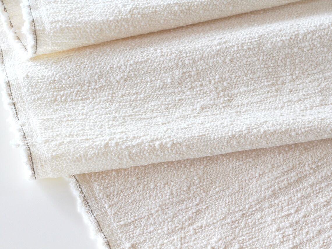 Cream Ivory White Boucle Fabric by the Meter or by the Yard - Etsy