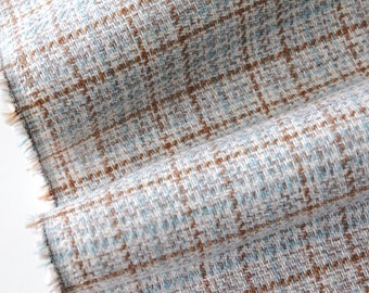 Plaid Upholstery Fabric, Cream, Azure, Rust, Scandinavian Decor