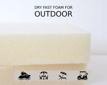 Quick dry foam for outdoor, marine, patio cushions