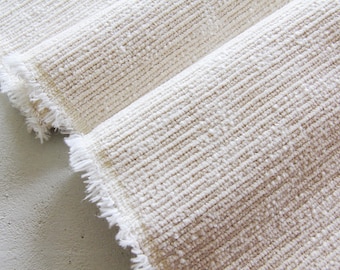 Modern Minimalist Textured Upholstery Fabric - Heavy Duty Ivory Dune - By the Meter or Yard