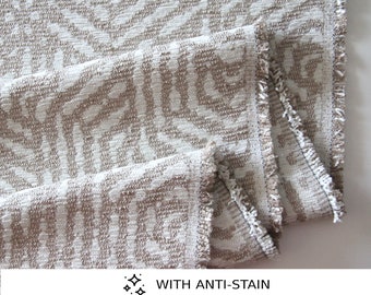 Modern geometric upholstery fabric beige and cream white  - 88