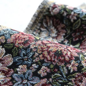 Bohemian floral jacquard upholstery fabric - dark green, rose, blue