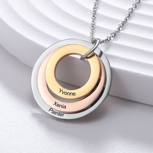 Collar familiar - Collar personalizado con nombre de familia - Collar colgante familiar para madres y abuelas - Collar de árbol genealógico con nombres