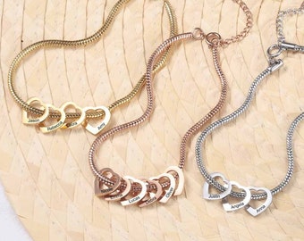 Mom Bracelet • Mother&#39;s Day Bracelet • Christmas, Birthday Gift for Mom • Personalized Name Bracelet with Kids Names • Bangle for Grandma