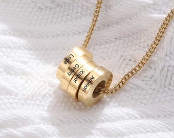 Charm Necklace for Mother - Personalized Mother&#39;s Day Necklace with Children Charms - Custom Engraved Up to 8 Children Names - Gift for Mom