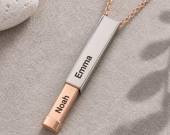 Hidden Message Necklace for Her, Secret Engraved Pendant, Dainty Stainless Steel, Personalized Anniversary Gift for Wife