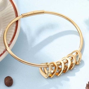 Pulsera para mamá • Pulsera para madre con nombres de niños • Pulsera personalizada con nombre para mamá • Regalo de cumpleaños único personalizado para mamá, abuela