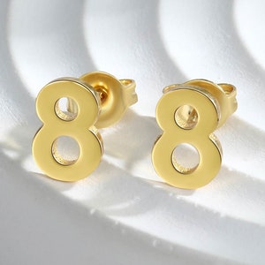 Pendientes de tuerca con números, pendientes pequeños de plata de ley para adolescentes, regalo de pendientes pequeños para niñas, novia, regalo de hija, joyería personalizada