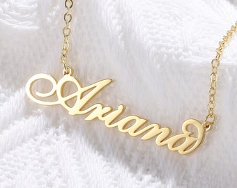 Gold Name Necklace in Carrie Font - Personalized Custom Nameplate Jewelry - Gift for Girls, Teenage, Wife, Girlfriend - Elegant and Stylish