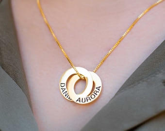 Personalized Russian Ring Necklace - Custom Engraved Pendant for Mom, Ideal Gift for Mother's Day, Christmas, Birthdays, Anniversaries