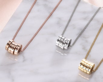Personalized Mothers Necklace – Custom Engraved Disc Necklace with Kids’ Names, Gift for Mom, Wife, or Grandmother, Birthday Jewelry for Her
