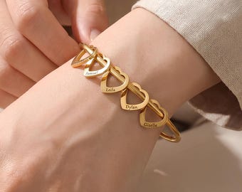 Personligt mammaarmband med barnnamn, anpassat mormorsarmband med barnbarnsnamn, armband för efternamn, mors dag-present
