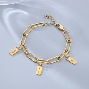 Pulsera de mamá - Pulsera de encanto personalizada con nombres de niños - Pulsera de nombres múltiples grabada - Regalo de Navidad personalizado para esposa - Presente para mamá