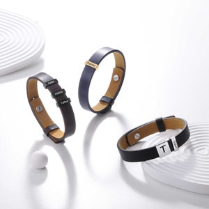 Pulsera personalizada para papá, pulsera familiar de cuero hecha a mano, regalo del día del padre para esposo, novio, abuelo, pulseras personalizadas para hombres