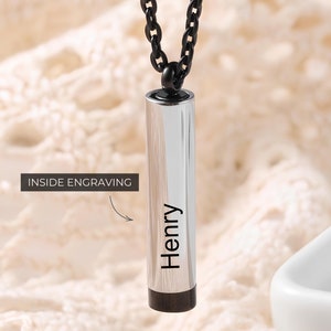 Collar para hombre grabado personalizado, colgante con mensaje oculto, regalo negro y plateado para él, papá o novio, día del padre, joyería de relación