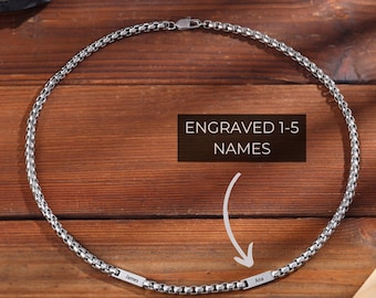 Men Necklace: Cuban Link Chain - Silver Chains For Men - Mens Chains Personalized - Boyfriend, Husband, Birthday / Father Day Gift For Him