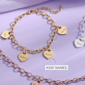 Pulsera personalizada para abuela: delicados dijes de amor grabados con nombres, regalo perfecto para mamá, esposa, abuela en cumpleaños, aniversario