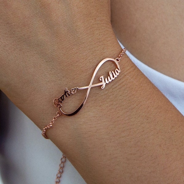 Personalisiertes Paar Armband • Infinity Namensarmband • Benutzerdefinierte Gold Namensarmband für Frauen • Langstrecken Armbänder • Namensschild Armband
