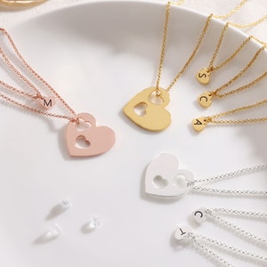 Conjunto de collar personalizado para madre e hija: joyas de corazón personalizadas en plata y oro, regalo especial para mamá de parte de su hija, perfecto para cumpleaños