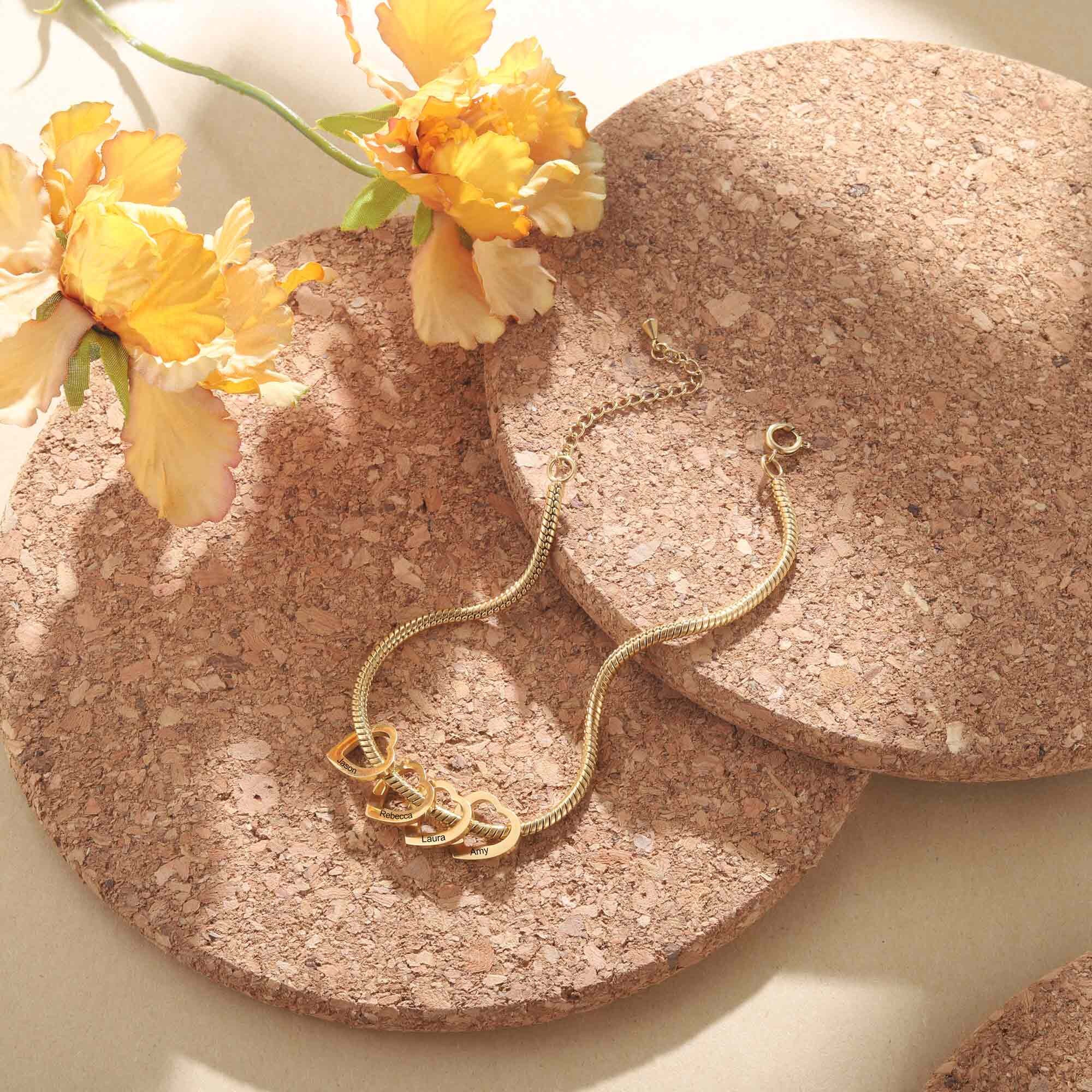 Grandma Bracelet With Grandkids Names Engraved Charm Etsy