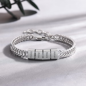 Pulsera personalizada para hombre: pulseras de plata personalizadas, pulseras personalizadas para hombre, pulsera grabada, pulseras con nombre para hombre, regalo para él
