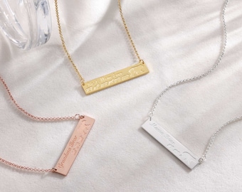 Mama Bear Necklace - Silver & Gold Mama Bear Jewellery - Personalised Necklace For Mom With Kids - Engraved Bar Necklace - Gift For Wife