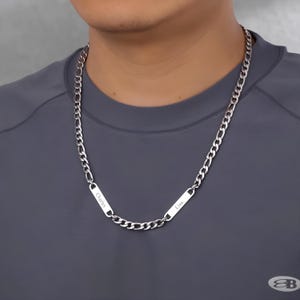Collar de plata personalizado para hombre: colgante con nombre o fecha grabados, regalo de joyería personalizado para papá, esposo o él, perfecto para el Día del Padre.