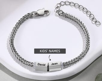 Bracciale personalizzato da uomo, bracciale con nome personalizzato, bracciale per uomo, bracciale in acciaio inossidabile inciso, 1-6 nomi personalizzati, catena regolabile