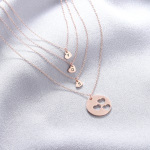 Juego de collar para madre e hija en oro rosa y plata • Collar de madre a hija • Juego para 1,2,3,4 - Juego de corazón para compartir • Regalo para ella