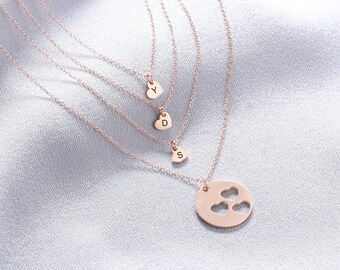 Mother And Daughter Necklace Set Rose Gold, Silver • Necklace From Mother To Daughter • Set For 1,2,3,4 - Sharable Set Heart • Gift For Her