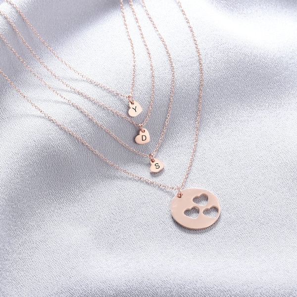 Mother And Daughter Necklace Set Rose Gold, Silver • Necklace From Mother To Daughter • Set For 1,2,3,4 - Sharable Set Heart • Gift For Her