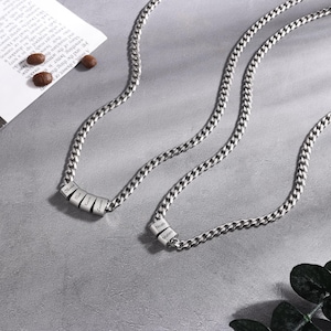 Collar grabado: collar personalizado para hombre, collar con grabado personalizado, collar de eslabones cubanos para él, regalo para papá, novio, esposo