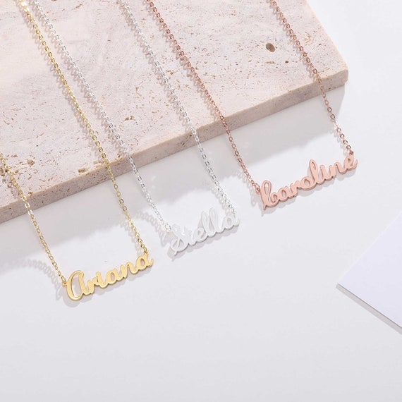Sterling Silver Name Necklace Customised Nameplate Pendant