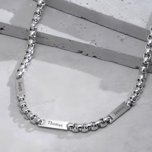 Collar para papá con los nombres de sus hijos: colgante de barra grabado personalizado, regalo personalizado para él, joyería para el Día del Padre, collar de plata con nombre.