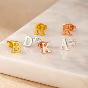 Personalized Initial Stud Earrings – Custom Alphabet Letter Earrings in Silver, Gold – Dainty Monogram Jewelry for Women, Teen Girls