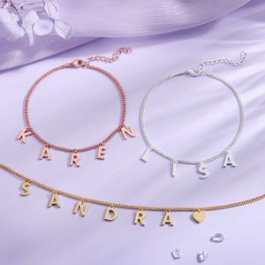 Tobillera con inicial - Pulsera de tobillo con inicial - Tobillera dorada con inicial - Joyas con inicial dorada - Tobillera con letras - Pulsera con alfabeto
