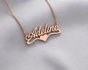 Personalized Heart Name Necklace – Custom Engraved Love Pendant with Name for Women, Girlfriend, Wife or Sister – Nameplate Jewelry Gift