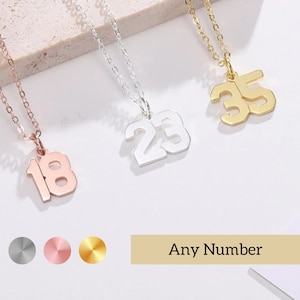 Number Necklace: Baseball, Basketball, Football Pendant Necklaces - Numbered Athlete Gifts - Ideal for Softball, Soccer, Hockey, Jersey