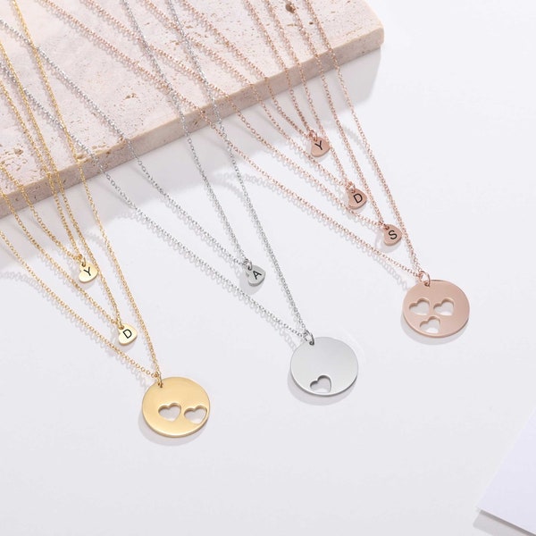 Personalized Mother Daughter Necklace - Engraved Matching Necklace Set - Mothers Day Gift Ideas - Unique Heart Shape Mother Daughter Pendant