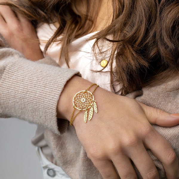 Traumfänger Armband - Gold Traumfänger Ketten - Boho Armband - Traumfänger Fußkettchen - Boho Schmuck für Frauen - Weihnachtsgeschenk