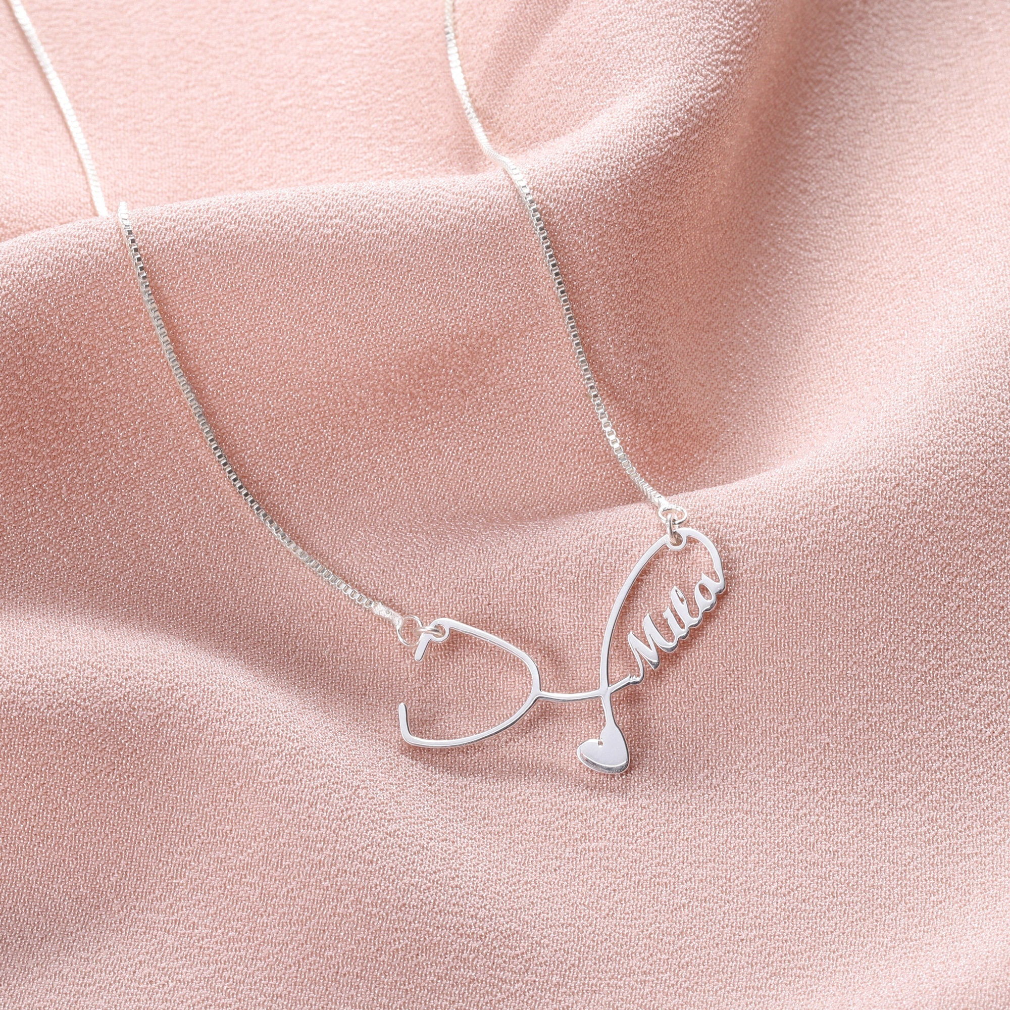 Custom Nurse Stethoscope Necklace with Personalized Name - Handcrafted Pendant for Medical Professionals - Ideal Gift for Graduation