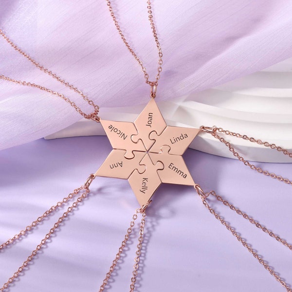 Friendship Necklace - Bff Necklaces For 2-8 - Matching Best Friend Necklaces - Star Shape - Custom Bff Necklaces - Personalized Gift