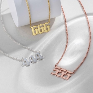 Angel Number Necklace – 111 222 333 444 555 666 777 888 999 – Spiritual Gold & Silver Numerology Jewelry – Meaningful Gift for Her