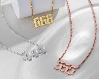 エンジェルナンバーネックレス、14Kゴールドラッキーナンバー