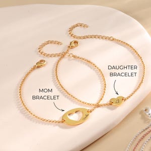 Conjunto de pulseras personalizadas para madre e hija, joyas a juego grabadas a medida, cadena ajustable, regalo para mamá e hija - Juego de 2, 3, 4 y 5