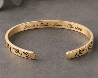 Mom Bracelet with Kids Names, Personalized Engraved Name Bracelet for Mother, Custom Family Name Bracelet, Mothers Day Birthday Gift