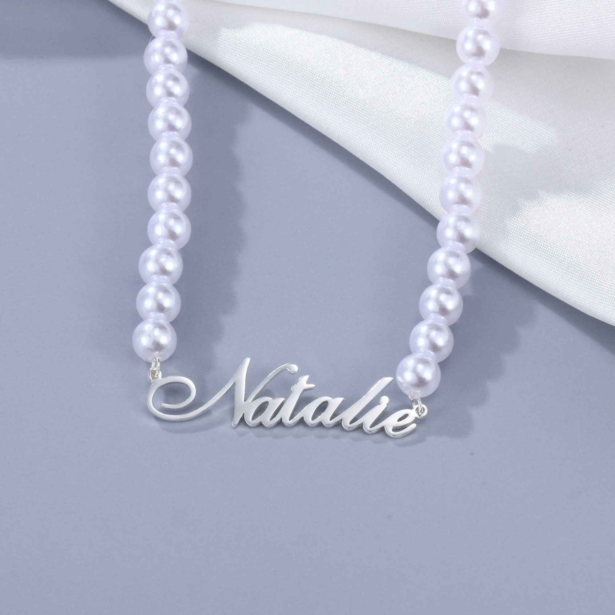 Pearl necklace sale with name