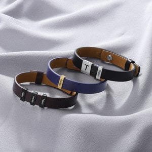 Pulseira masculina personalizada - pulseira de namorado personalizada - prata, ouro, preto, pulseira de mão marrom para homens - presente de joia masculina - acessório masculino